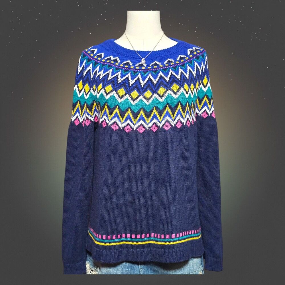 Old Navy M Fair Isle‎ Boho Retro Cottagecore Geometric Knit Sweater